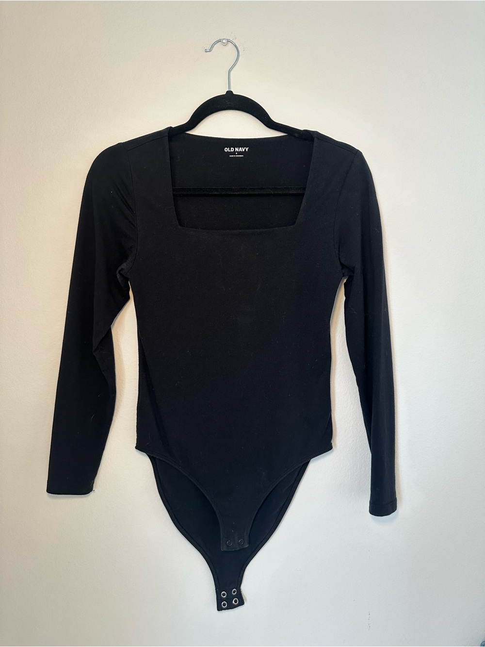 Old Navy Black Long Sleeve Square Neck Bodysuit